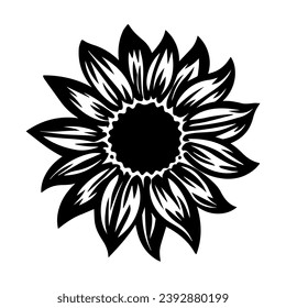 Black flower icon design, vector, vector illustration, minimal retro mid century modern floral icon logo on white background