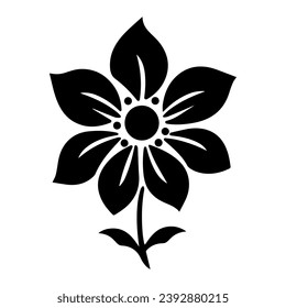 Diseño de icono de flor negra, vector, ilustración vectorial, retro mínimo, logotipo de icono floral moderno de mediados de siglo sobre fondo blanco