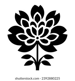 Black flower icon design, vector, vector illustration, minimal retro mid century modern floral icon logo on white background