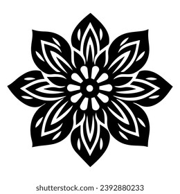 Black flower icon design, vector, vector illustration, minimal retro mid century modern floral icon logo on white background