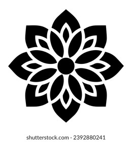 Black flower icon design, vector, vector illustration, minimal retro mid century modern floral icon logo on white background