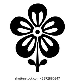 Black flower icon design, vector, vector illustration, minimal retro mid century modern floral icon logo on white background