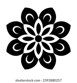 Diseño de icono de flor negra, vector, ilustración vectorial, retro mínimo, logotipo de icono floral moderno de mediados de siglo sobre fondo blanco