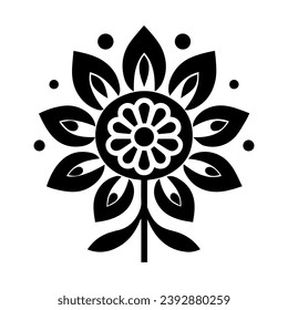 Black flower icon design, vector, vector illustration, minimal retro mid century modern floral icon logo on white background