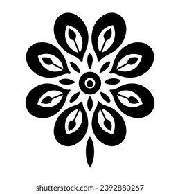 Black flower icon design, vector, vector illustration, minimal retro mid century modern floral icon logo on white background