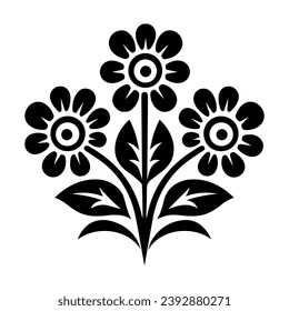 Black flower icon design, vector, vector illustration, minimal retro mid century modern floral icon logo on white background