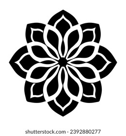 Black flower icon design, vector, vector illustration, minimal retro mid century modern floral icon logo on white background