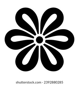 Black flower icon design, vector, vector illustration, minimal retro mid century modern floral icon logo on white background