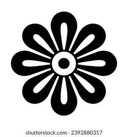 Diseño de icono de flor negra, vector, ilustración vectorial, retro mínimo, logotipo de icono floral moderno de mediados de siglo sobre fondo blanco