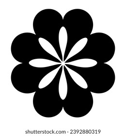 Black flower icon design, vector, vector illustration, minimal retro mid century modern floral icon logo on white background