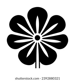 Black flower icon design, vector, vector illustration, minimal retro mid century modern floral icon logo on white background