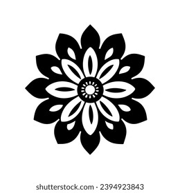 Diseño de icono de flor negra, vector, ilustración vectorial, retro mínimo, logotipo de icono floral moderno de mediados de siglo sobre fondo blanco