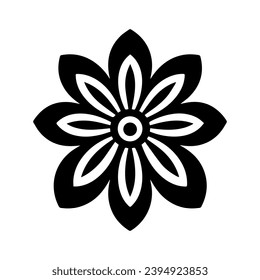 Black flower icon design, vector, vector illustration, minimal retro mid century modern floral icon logo on white background