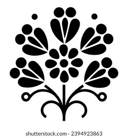 Black flower icon design, vector, vector illustration, minimal retro mid century modern floral icon logo on white background