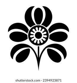 Black flower icon design, vector, vector illustration, minimal retro mid century modern floral icon logo on white background