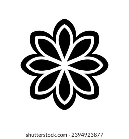 Black flower icon design, vector, vector illustration, minimal retro mid century modern floral icon logo on white background