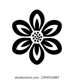 Black flower icon design, vector, vector illustration, minimal retro mid century modern floral icon logo on white background