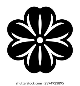 Diseño de icono de flor negra, vector, ilustración vectorial, retro mínimo, logotipo de icono floral moderno de mediados de siglo sobre fondo blanco