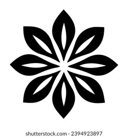 Black flower icon design, vector, vector illustration, minimal retro mid century modern floral icon logo on white background
