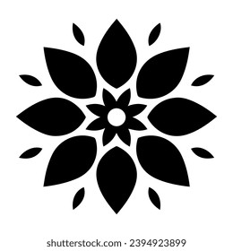 Black flower icon design, vector, vector illustration, minimal retro mid century modern floral icon logo on white background