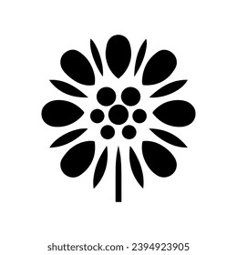 Black flower icon design, vector, vector illustration, minimal retro mid century modern floral icon logo on white background