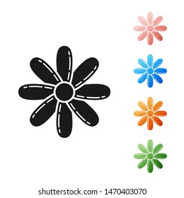 Black Flower icon isolated on white background. Sweet natural food. Set icons colorful. Vector Illustration