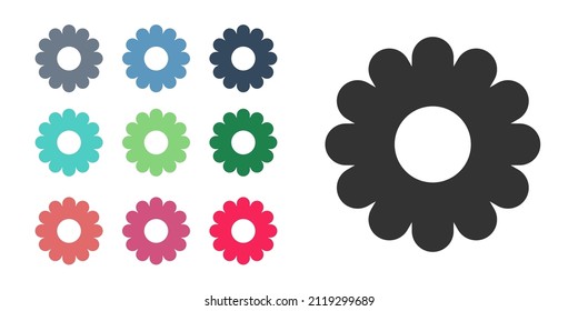 Black Flower icon isolated on white background. Sweet natural food. Set icons colorful. Vector