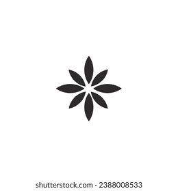 Logo del icono de la flor negra con fondo en blanco