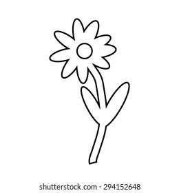 Black flower icon on white background. Vector illustration.