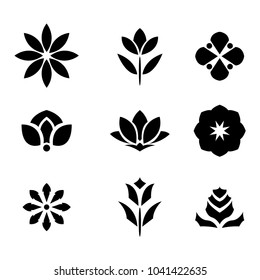 Black Flower Icon Set