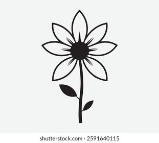 black flower icon vector flat illustration
