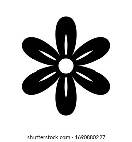Black flower icon, vector in silhouette isolated on white background. cartoon style