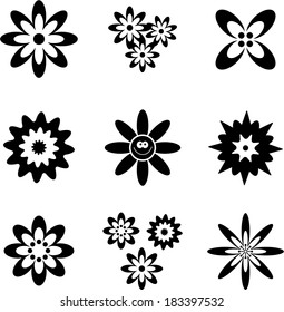 Black Flower Icons Stock Vector (Royalty Free) 183397532 | Shutterstock
