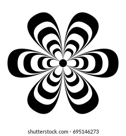 Black flower illustration with six petals