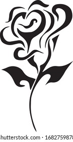 Black flower image, transfer vintage illustration with style