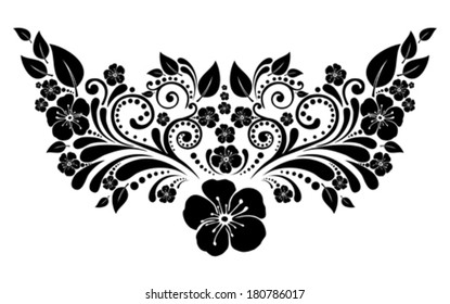 Black flower isolated on White background. Vector illustration 