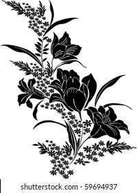 Black Flower Isolated On White Background. Vector Illustration