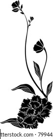 black flower isolated on White background. Vector illustration