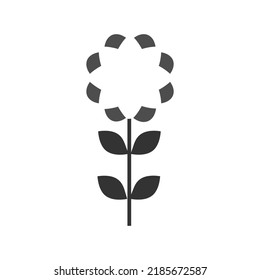 Black Flower and Leafs on white background Vector Illustration