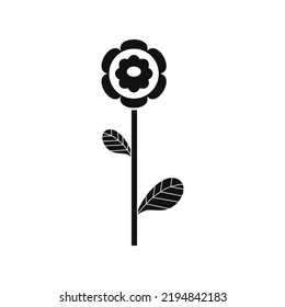 Black Flower and Leafs on white background Vector Illustration
