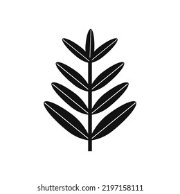 Black Flower and Leafs on white background Vector Illustration