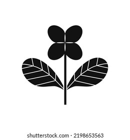 Black Flower and Leafs on white background Vector Illustration