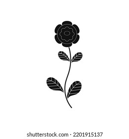 Black Flower and Leafs on white background Vector Illustration