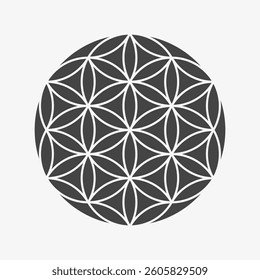 Black Flower of life icon. Basic sacred geometry shapes. Vector illustration