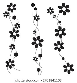 Black flower lines in a frame