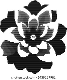 black flower logo made with stripes