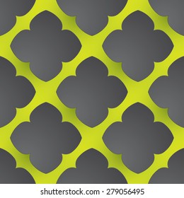 Black flower on green seamless pattern in vector format, Thai modern art background