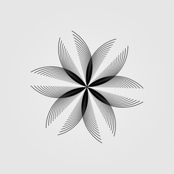 Black Flower On White Background Minimal Abstract Symbol Circle Vortex Logo Geometric Shape Vector Illustration