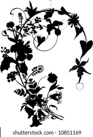 black flower ornament on white background