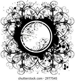 black flower ornament on white background